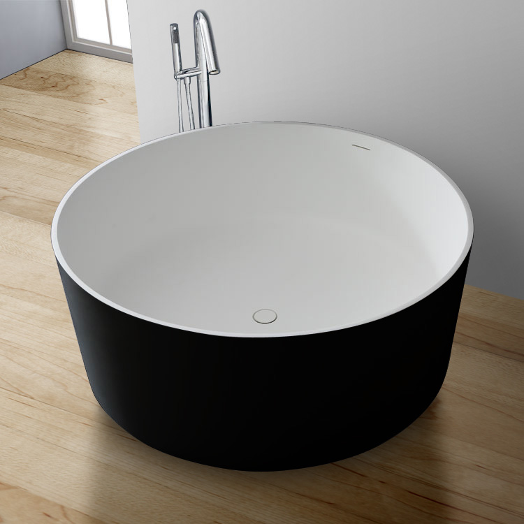 StoneArt Badewanne freistehend BS-507 schwarz-weiß 150x150 matt
