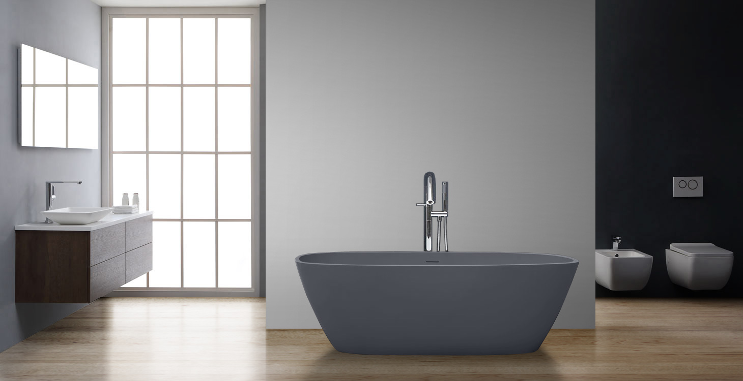 StoneArt Badewanne freistehend BS-528 beton-grau 175x75 matt