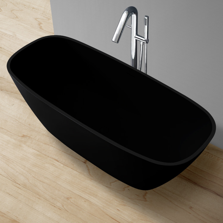 StoneArt Badewanne freistehend BS-528 schwarz 175x75 matt