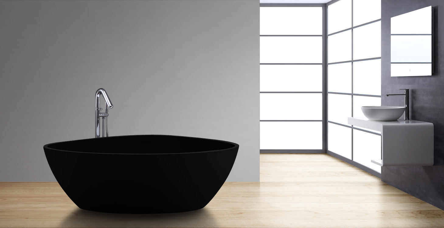 StoneArt Badewanne freistehend BS-533 schwarz 180x140 matt
