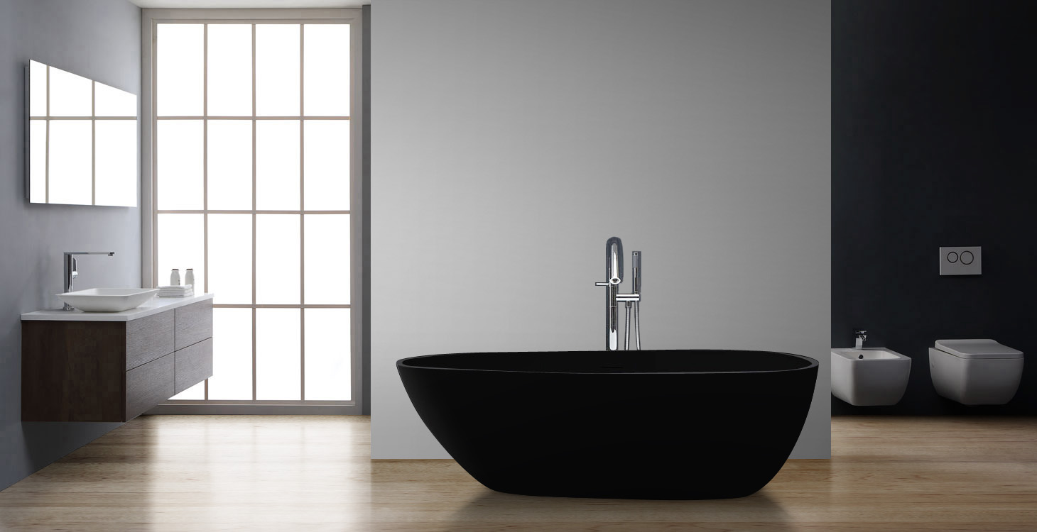 StoneArt Badewanne freistehend BS-505 schwarz 171x85 matt