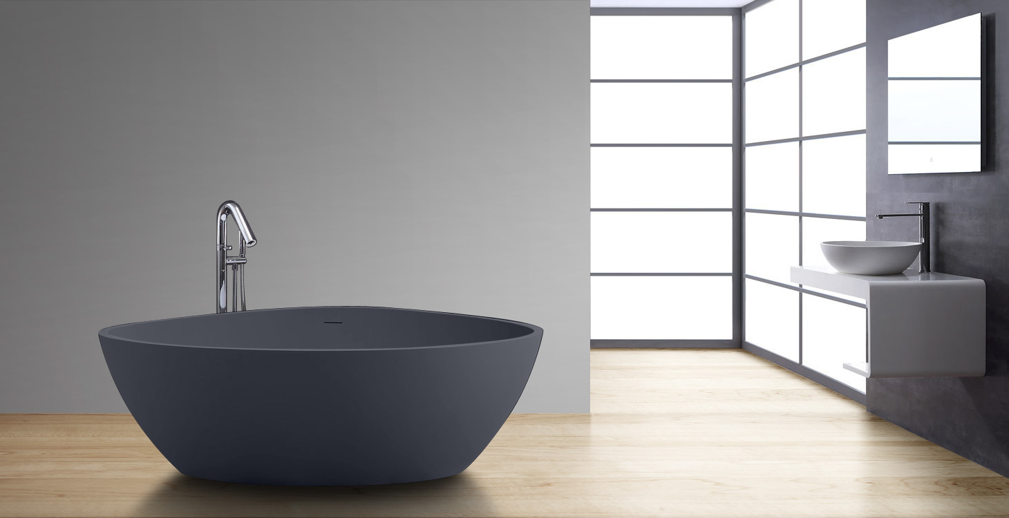 StoneArt Badewanne freistehend BS-533 beton-grau 180x140 matt