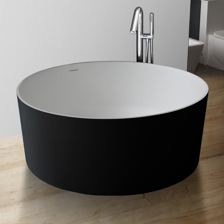 StoneArt Badewanne freistehend BS-507 schwarz-weiß 150x150 matt