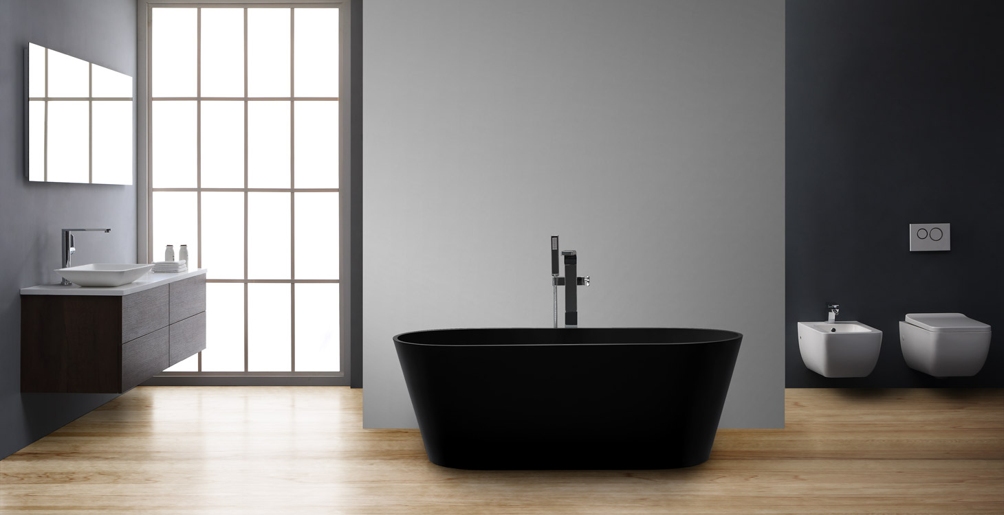 StoneArt Badewanne freistehend BS-553 schwarz 165x75 matt