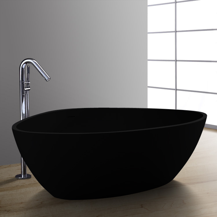 StoneArt Badewanne freistehend BS-533 schwarz 180x140 matt
