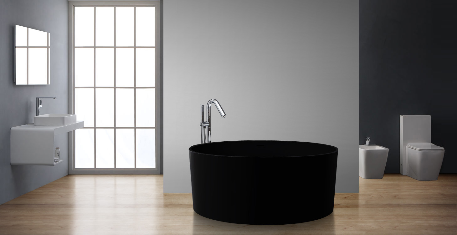 StoneArt Badewanne freistehend BS-507 schwarz 150x150 matt