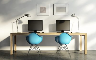 Home office, modern contemporary work place interior